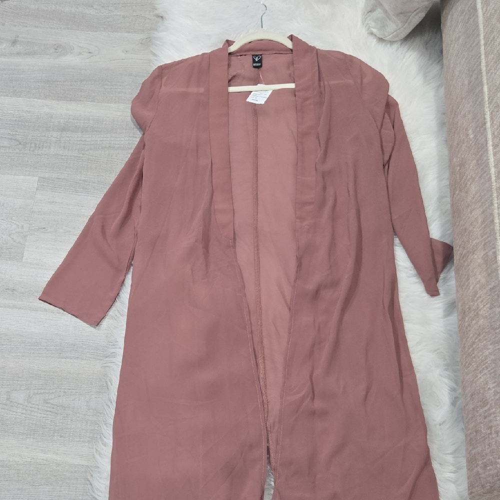 Dusty Rose Long Open Cardigan